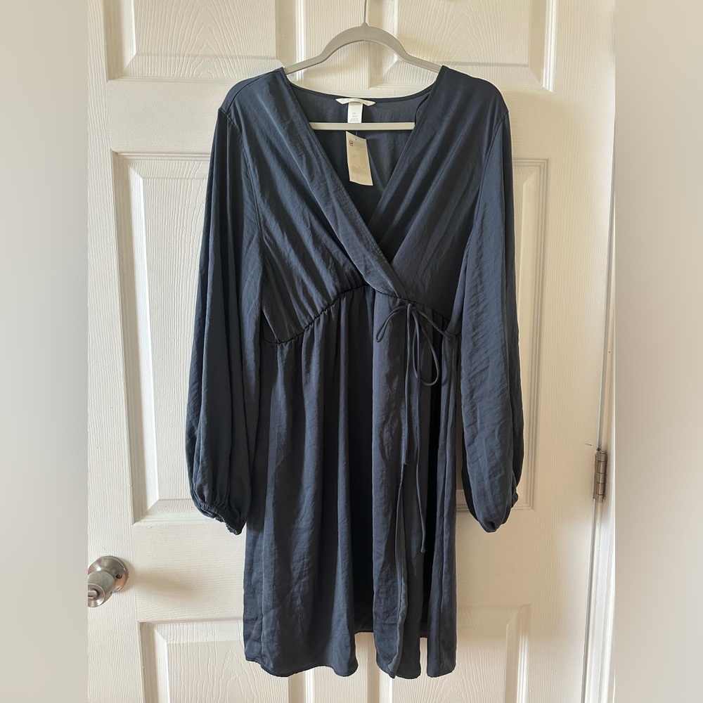 H&M MAMA Maternity Wrap Dress size L blue